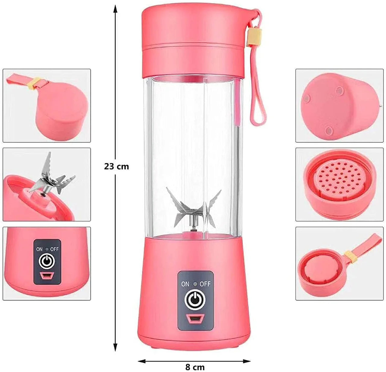 USB Rechargeable Juicer Blender 4 Blades Electric Blender Mini Portable Personal Size Juicer Cup USB Rechargeable Mixer 380ml Food Grade Water Bottle Portable Fruit Juicer Machine, USB Rechargeable Portable Juicer – Mini Blender for Smoothies & Shakes